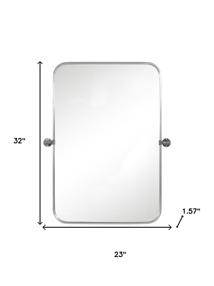 Set of Two 32" Silver Metal Framed Accent Mirrors HomeRoots