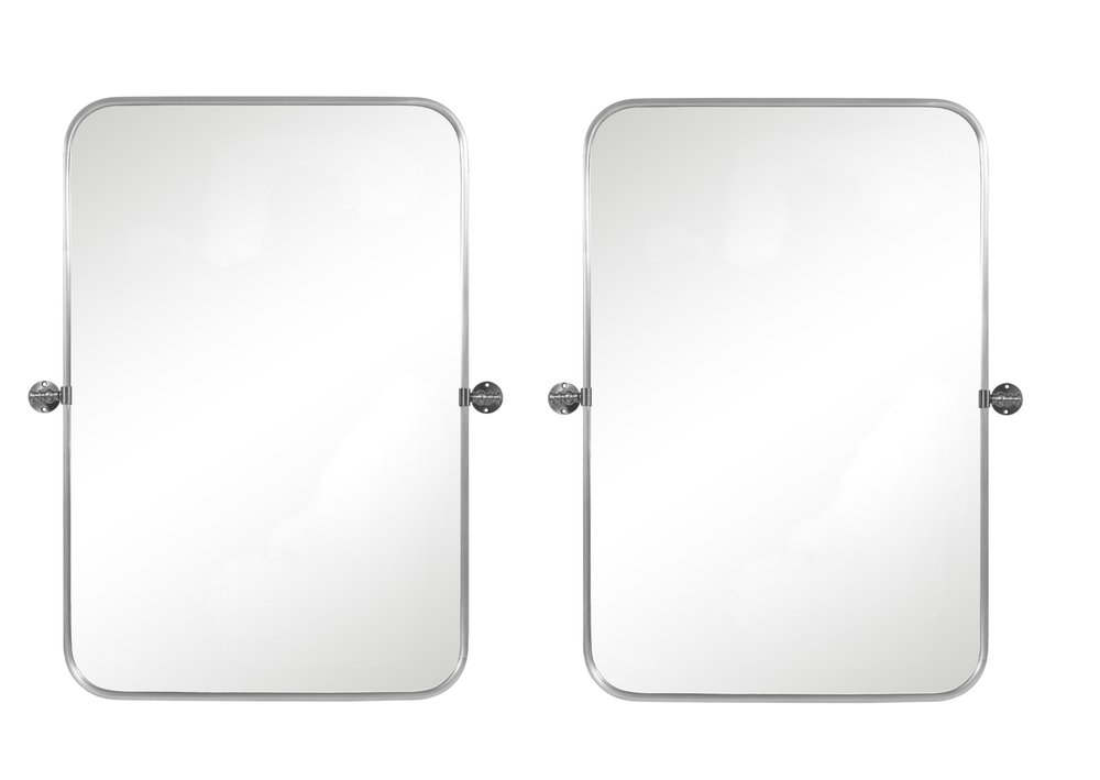 Set of Two 32" Silver Metal Framed Accent Mirrors HomeRoots