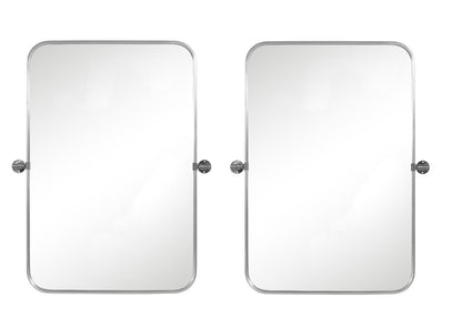 Set of Two 32" Silver Metal Framed Accent Mirrors HomeRoots