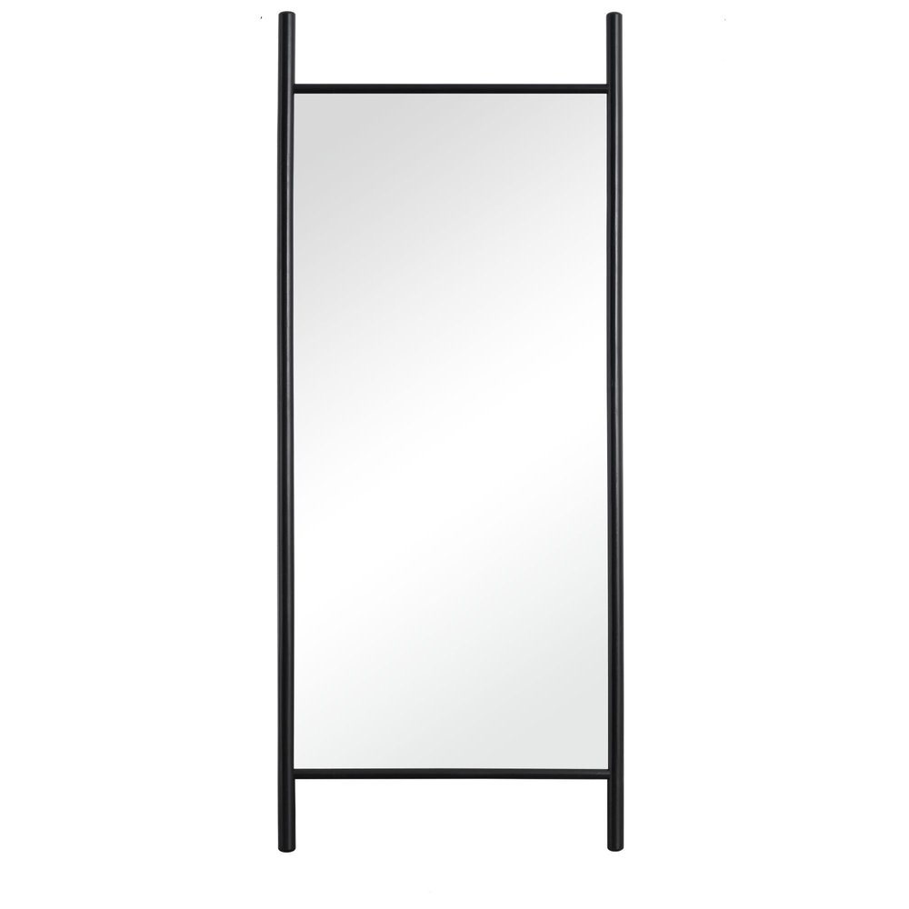 71" Black Solid Wood Ladder Leaning Framed Full Length Mirror HomeRoots