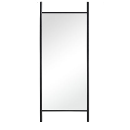 71" Black Solid Wood Ladder Leaning Framed Full Length Mirror HomeRoots