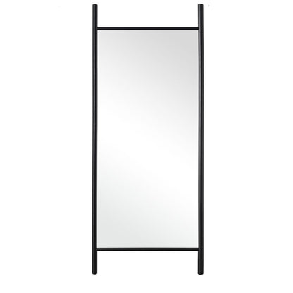 71" Black Solid Wood Ladder Leaning Framed Full Length Mirror HomeRoots