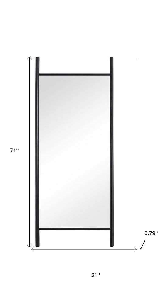 71" Black Solid Wood Ladder Leaning Framed Full Length Mirror HomeRoots