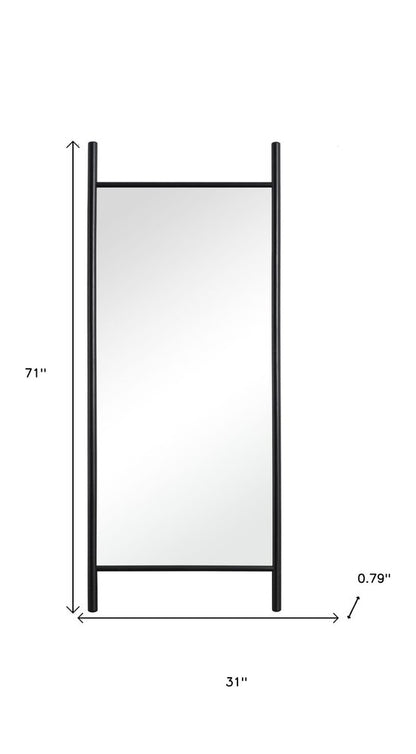 71" Black Solid Wood Ladder Leaning Framed Full Length Mirror HomeRoots