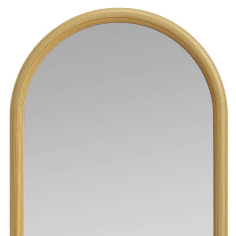 64" Natural Solid Wood Arch Leaning Framed Full Length Mirror — view 5