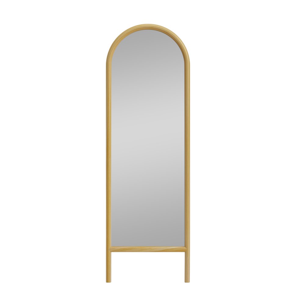 64" Natural Solid Wood Arch Leaning Framed Full Length Mirror — view 2