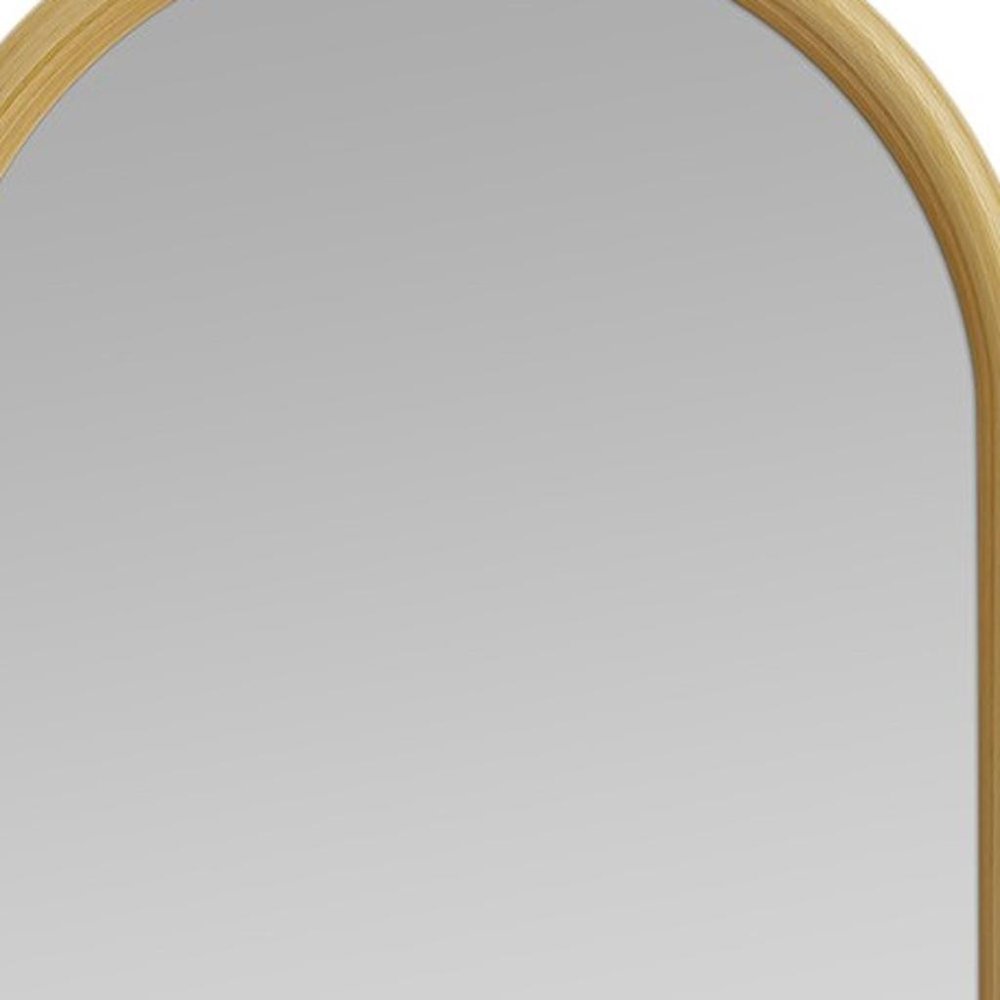 64" Natural Solid Wood Arch Leaning Framed Full Length Mirror — view 4