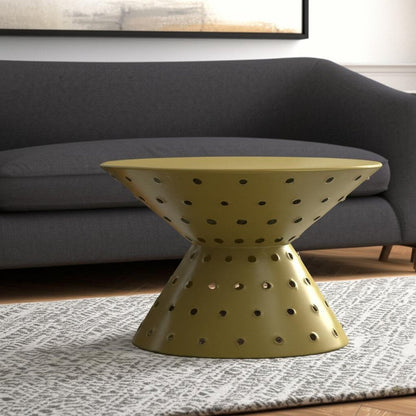 30" Gold Iron Round Pedestal Coffee Table HomeRoots