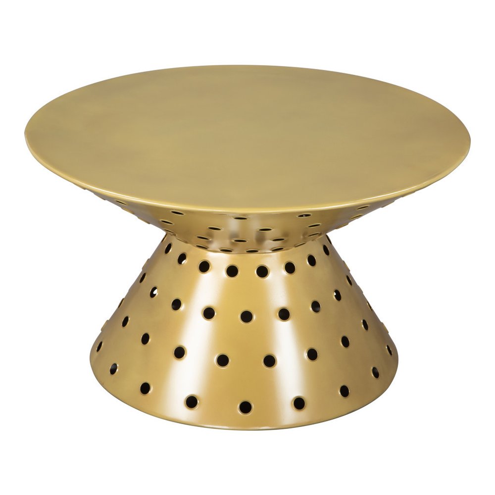 30" Gold Iron Round Pedestal Coffee Table HomeRoots