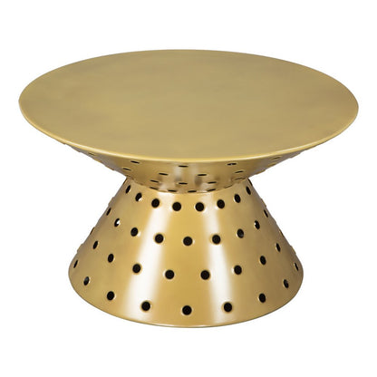 30" Gold Iron Round Pedestal Coffee Table HomeRoots