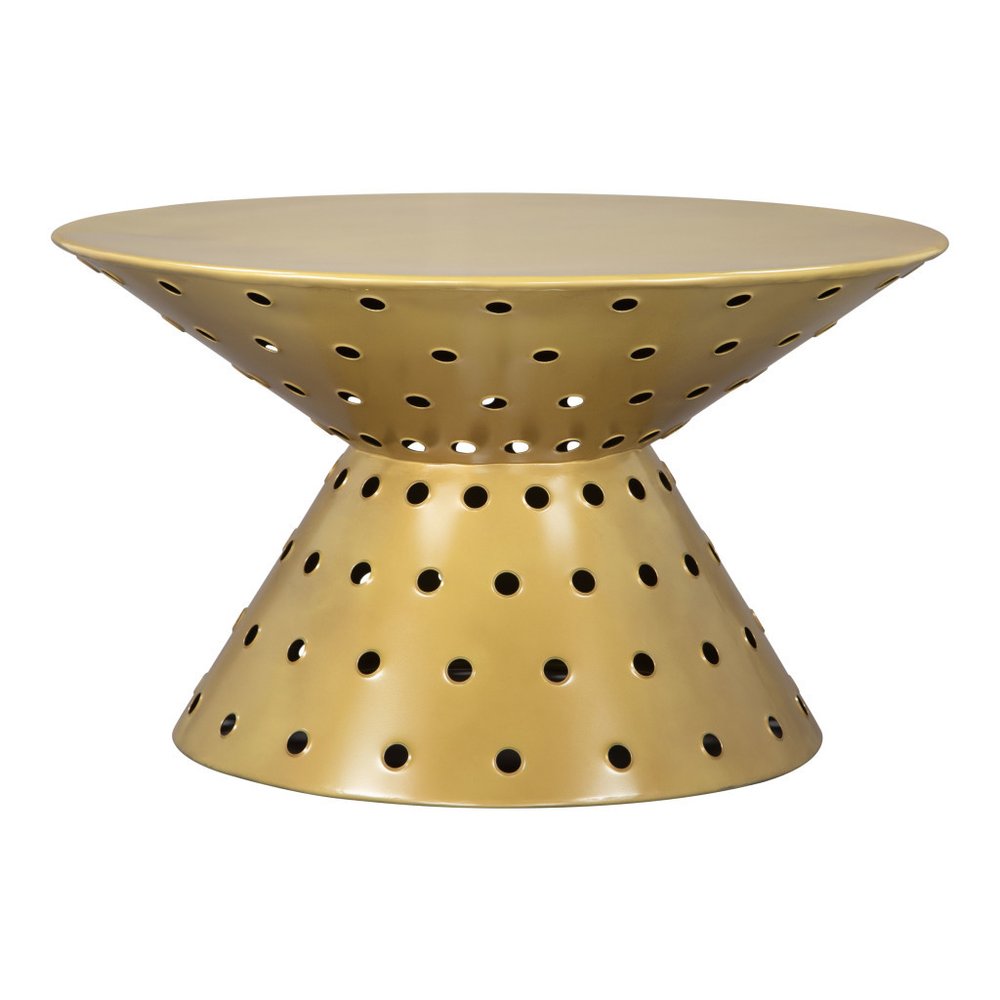 30" Gold Iron Round Pedestal Coffee Table HomeRoots