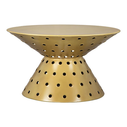30" Gold Iron Round Pedestal Coffee Table HomeRoots