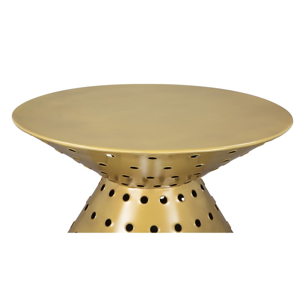 30" Gold Iron Round Pedestal Coffee Table HomeRoots