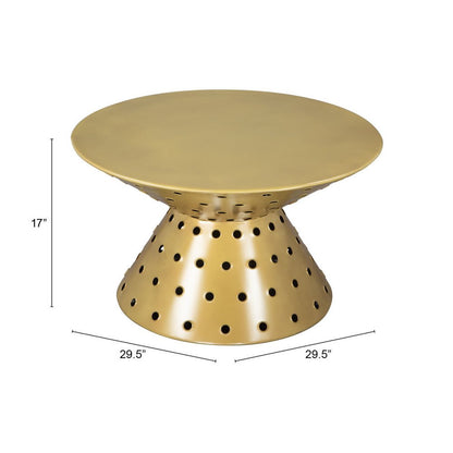 30" Gold Iron Round Pedestal Coffee Table HomeRoots