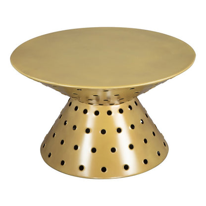 30" Gold Iron Round Pedestal Coffee Table HomeRoots