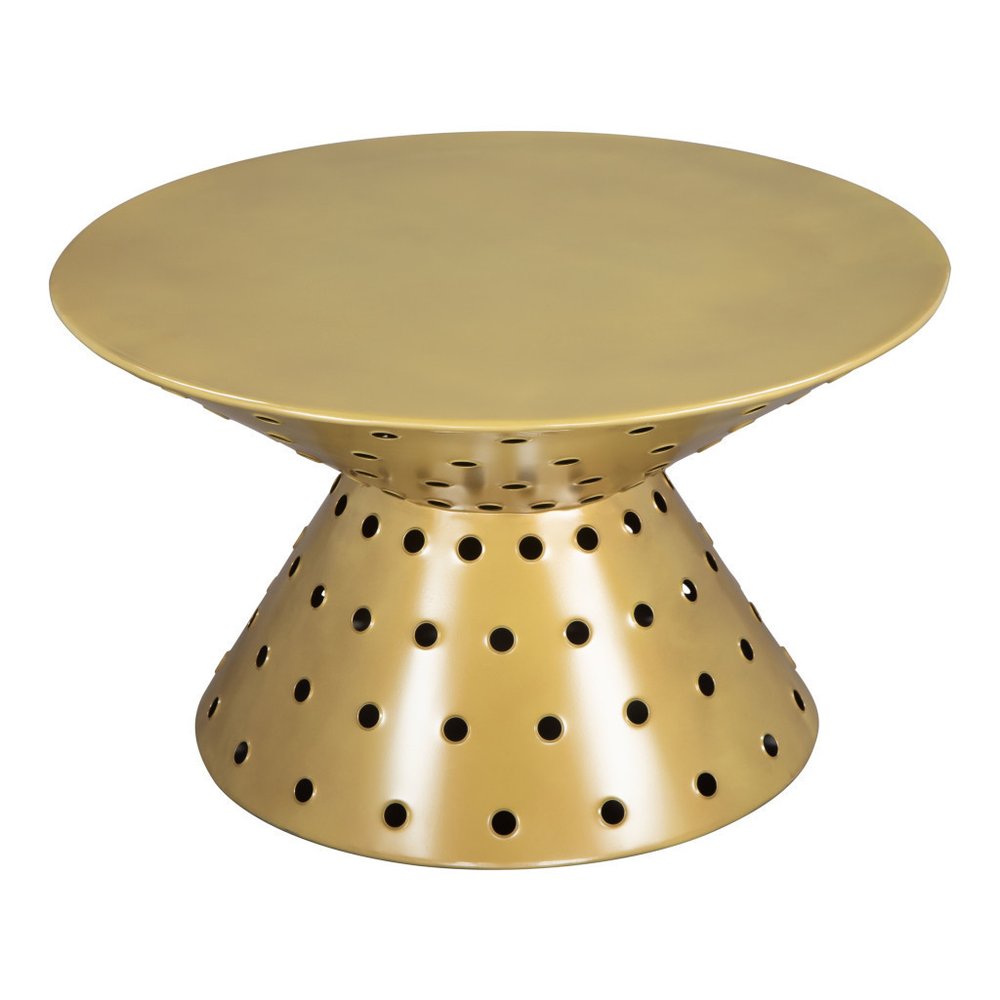 30" Gold Iron Round Pedestal Coffee Table HomeRoots