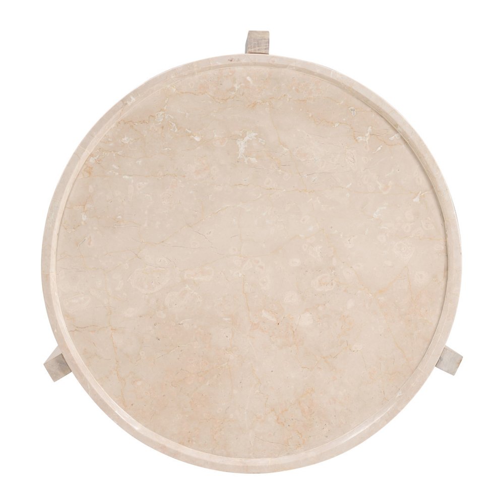 30" Natural Genuine Marble and Marble Round Coffee Table HomeRoots