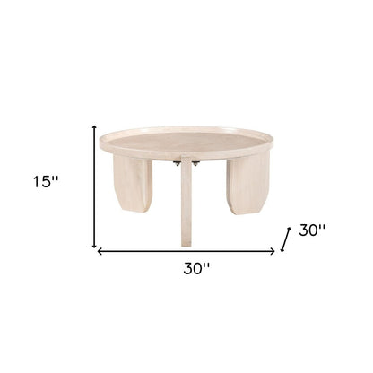 30" Natural Genuine Marble and Marble Round Coffee Table HomeRoots