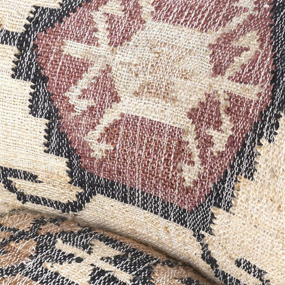 26" Beige Blue and Red  Jute Southwestern Wingback Chair HomeRoots