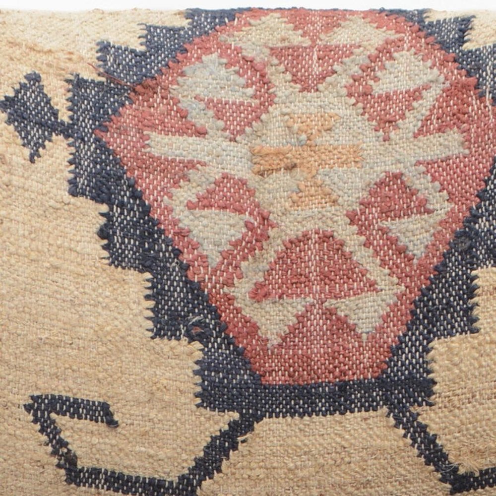 26" Beige Blue and Red  Jute Southwestern Wingback Chair HomeRoots