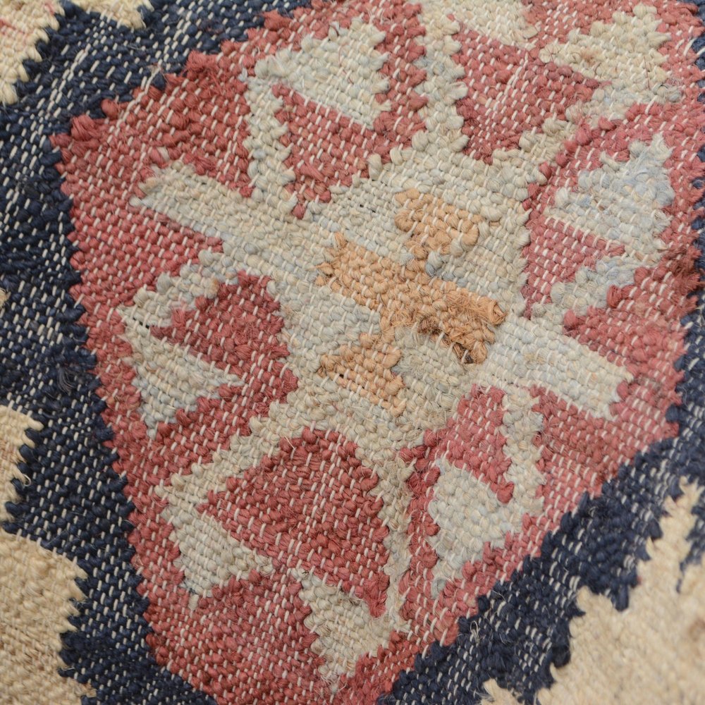 26" Beige Blue and Red  Jute Southwestern Wingback Chair HomeRoots