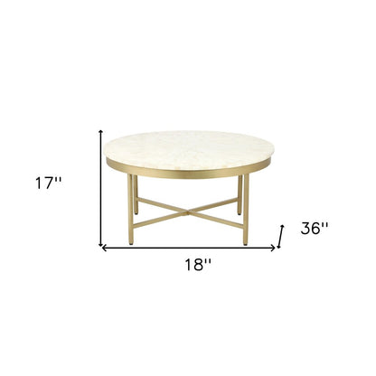 18" Ivory And Gold Wood And Steel Round Coffee Table HomeRoots