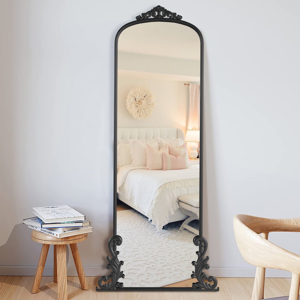 68" Black Metal Arch Framed Full Length Mirror HomeRoots
