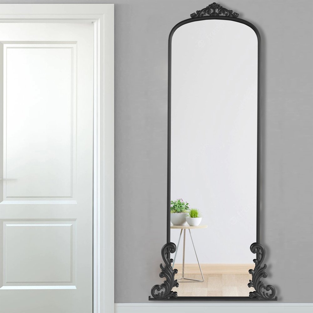 68" Black Metal Arch Framed Full Length Mirror — view 3