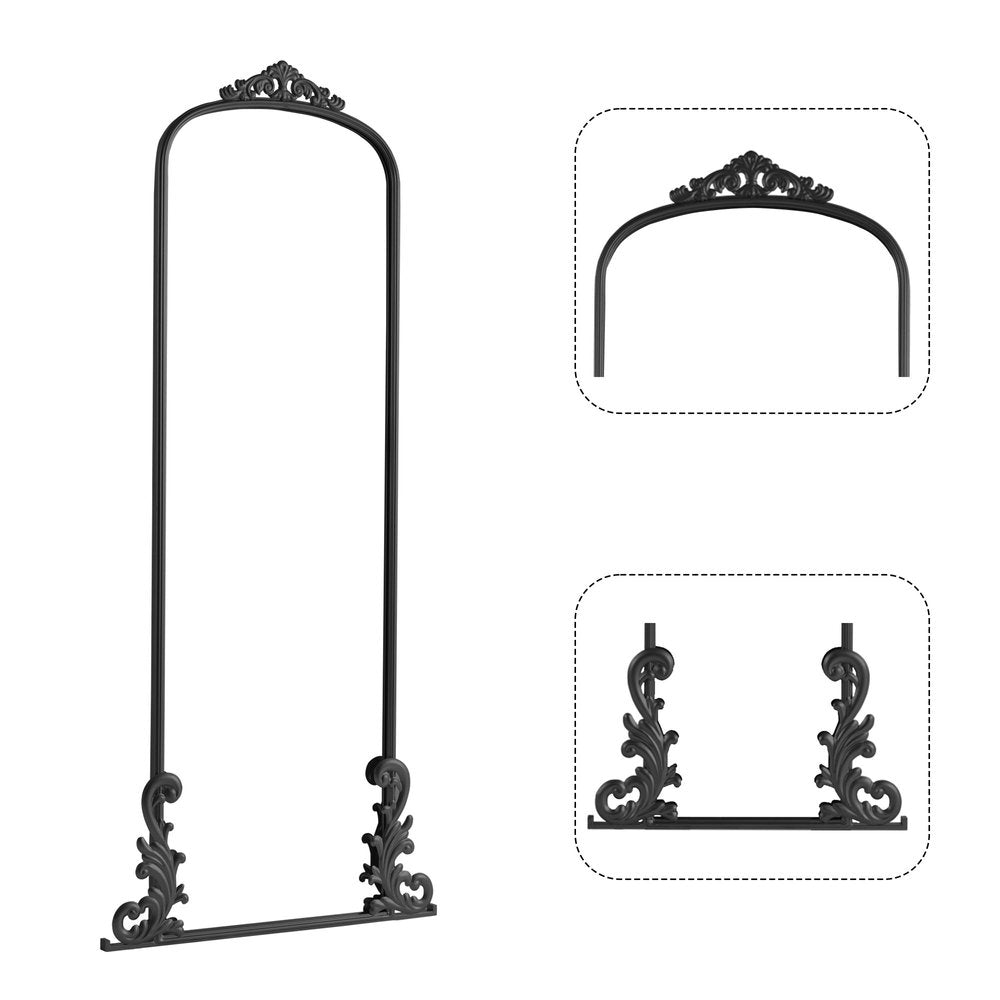 68" Black Metal Arch Framed Full Length Mirror — view 4