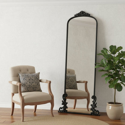 68" Black Metal Arch Framed Full Length Mirror HomeRoots