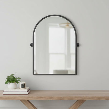 36" Black Metal Arch Tilting Framed Accent Mirror HomeRoots