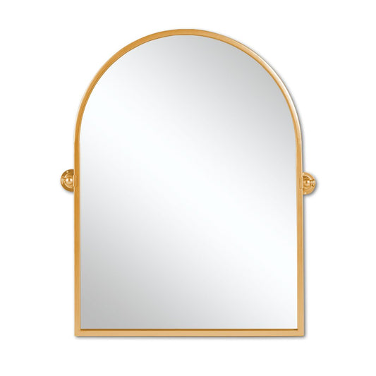 36" Gold Metal Arch Tilting Framed Accent Mirror HomeRoots