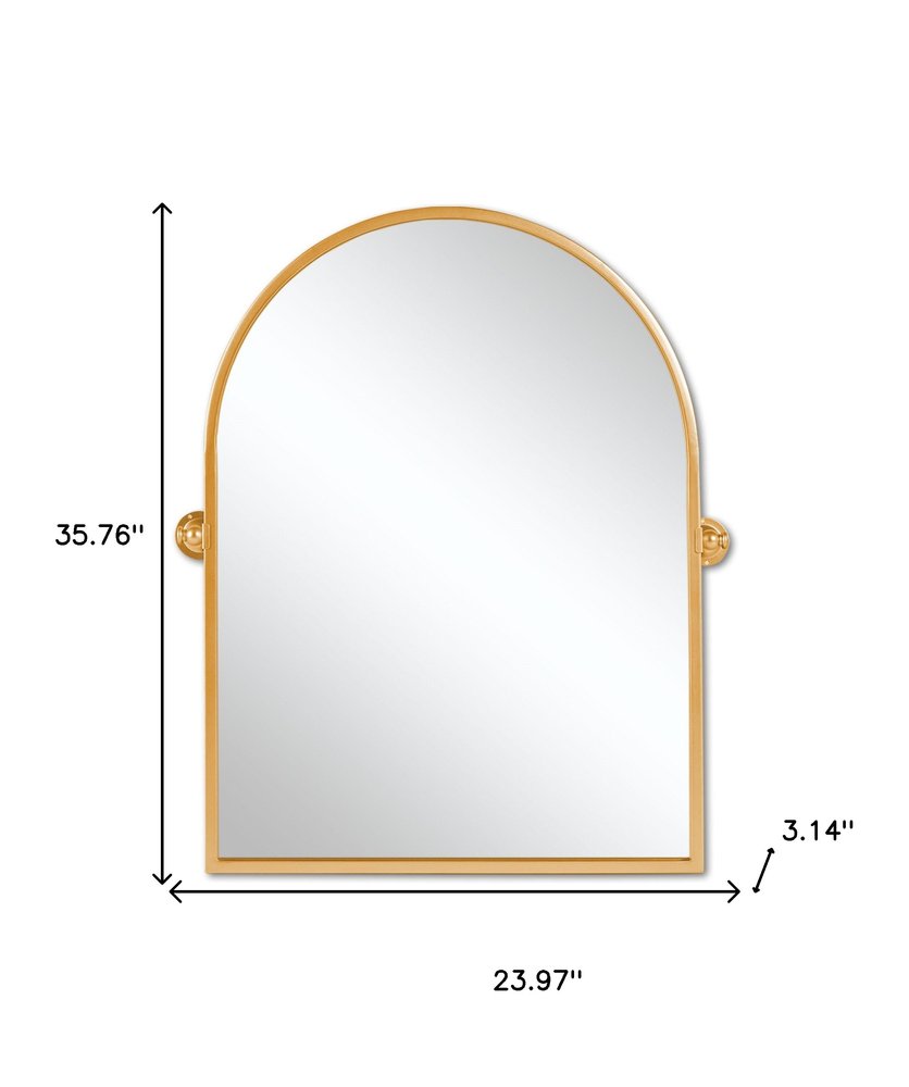 36" Gold Metal Arch Tilting Framed Accent Mirror HomeRoots