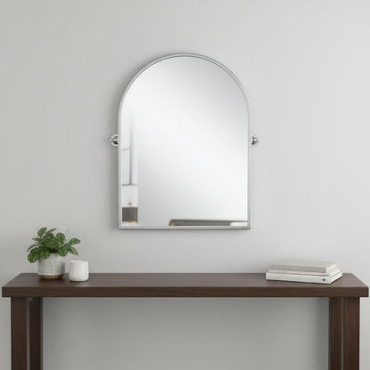 36" Silver Metal Arch Tilting Framed Accent Mirror HomeRoots