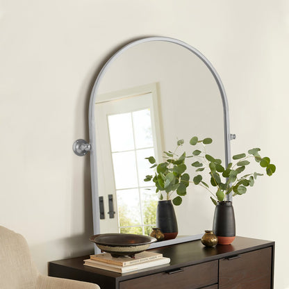 36" Silver Metal Arch Tilting Framed Accent Mirror HomeRoots