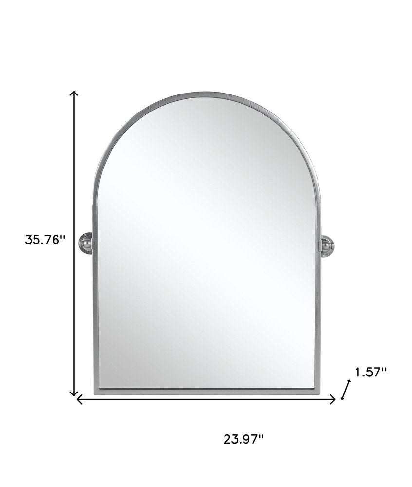 36" Silver Metal Arch Tilting Framed Accent Mirror HomeRoots