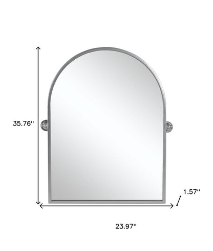 36" Silver Metal Arch Tilting Framed Accent Mirror HomeRoots