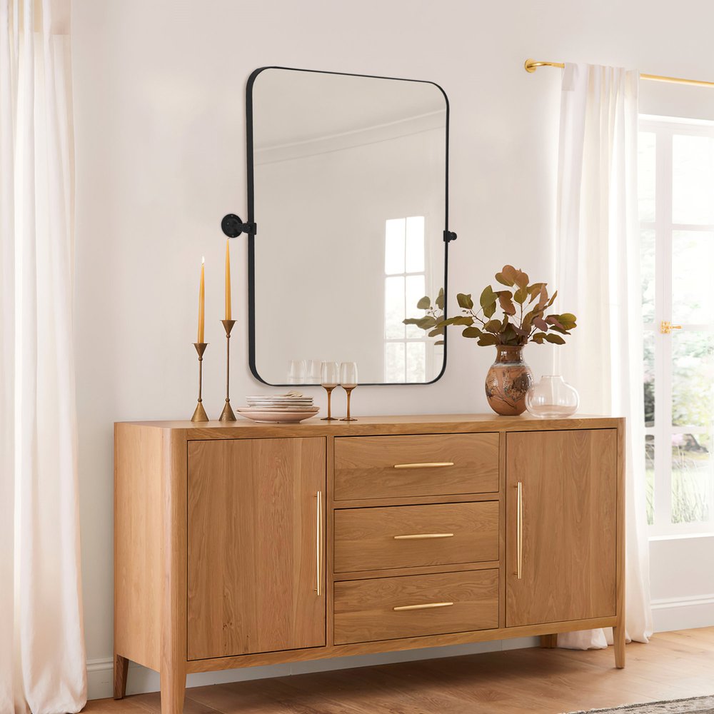 36" Black Metal Tilting Framed Accent Mirror HomeRoots