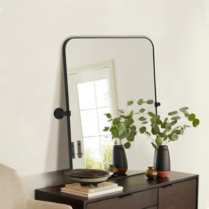 36" Black Metal Tilting Framed Accent Mirror HomeRoots