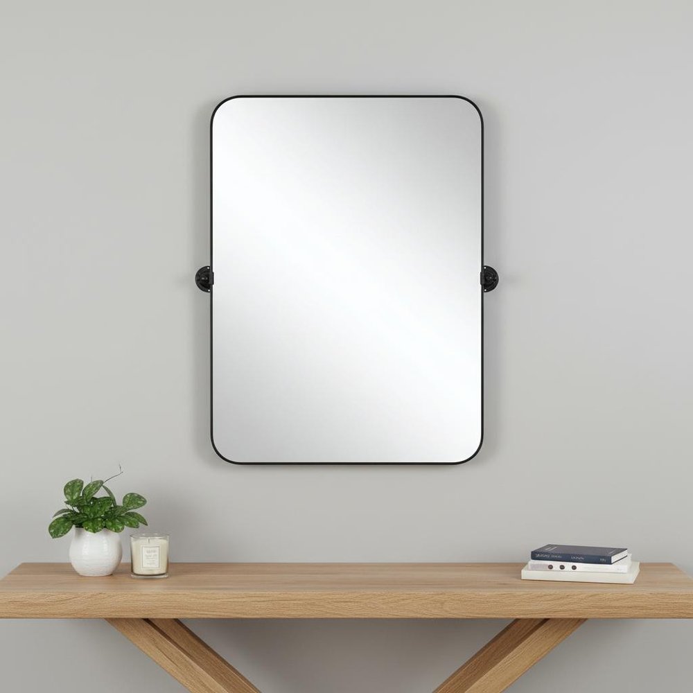 36" Black Metal Tilting Framed Accent Mirror HomeRoots