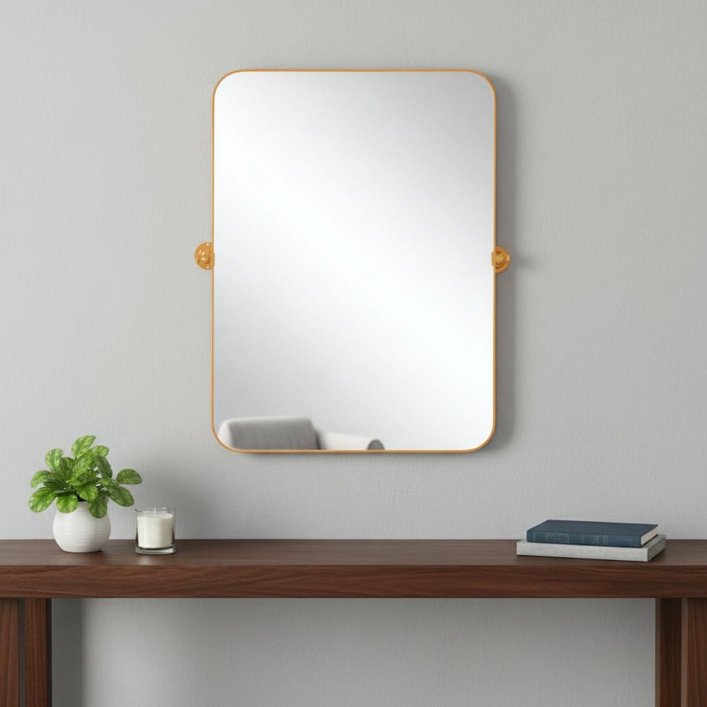 36" Gold Metal Tilting Framed Accent Mirror HomeRoots
