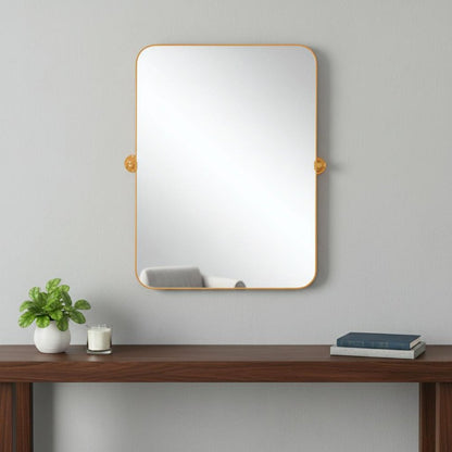 36" Gold Metal Tilting Framed Accent Mirror HomeRoots