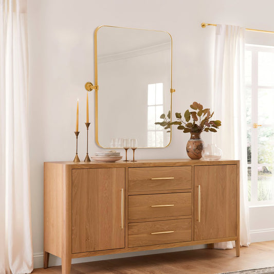 36" Gold Metal Tilting Framed Accent Mirror HomeRoots