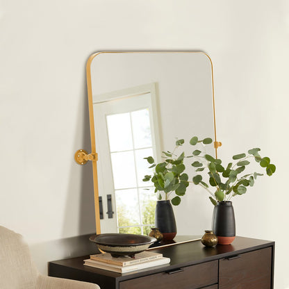 36" Gold Metal Tilting Framed Accent Mirror HomeRoots