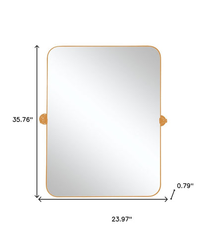 36" Gold Metal Tilting Framed Accent Mirror HomeRoots