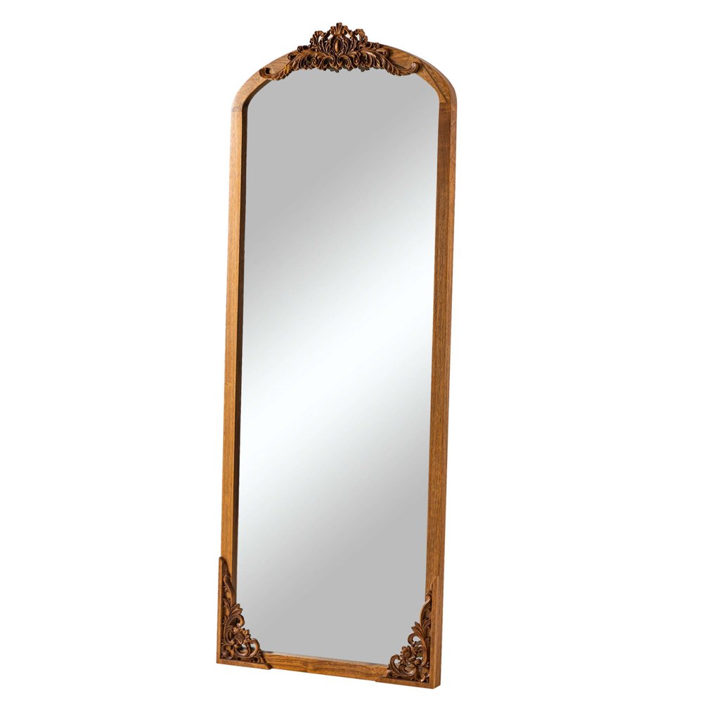 64" Brown Solid Wood Framed Full Length Mirror HomeRoots
