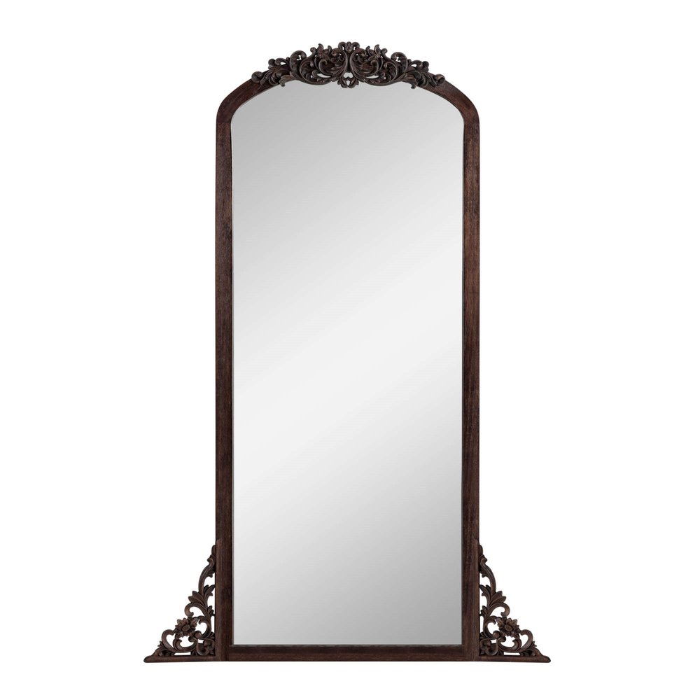 64" Brown Solid Wood Framed Full Length Mirror — view 1