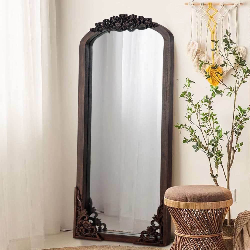 64" Brown Solid Wood Framed Full Length Mirror HomeRoots