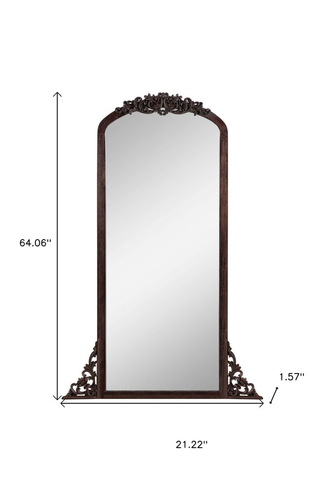 64" Brown Solid Wood Framed Full Length Mirror — view 7