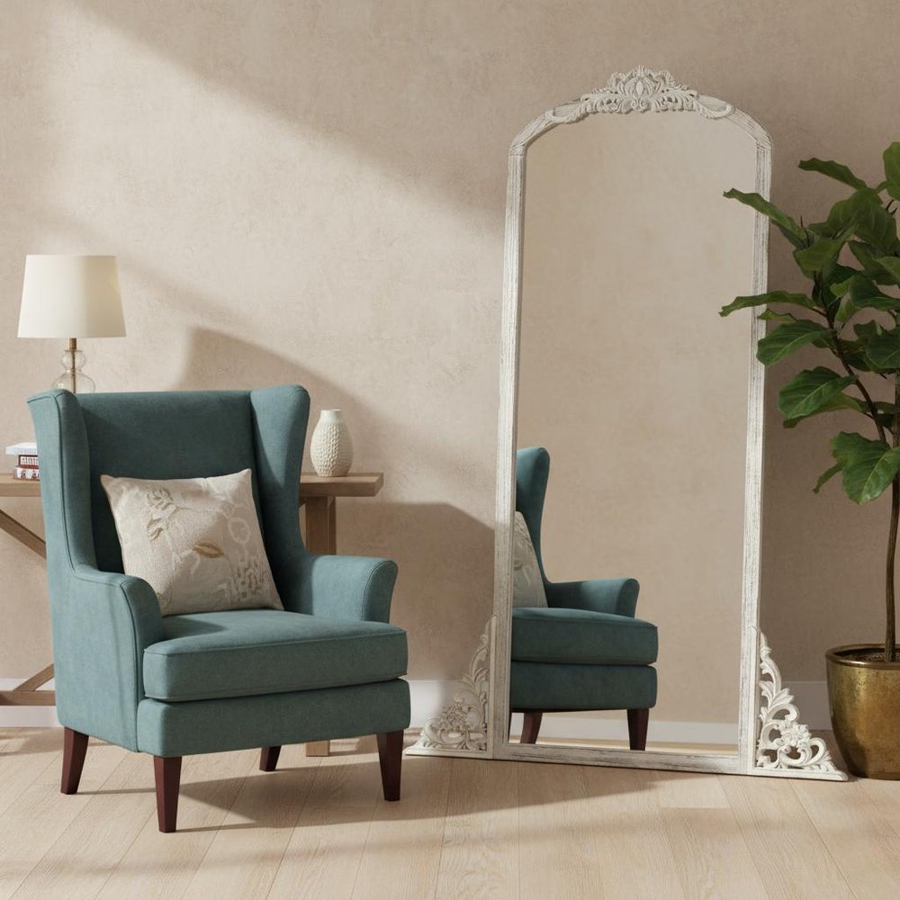 67" White Solid Wood Framed Full Length Mirror HomeRoots